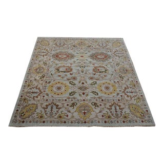 Afghan Sultanabad Masters Wool 6 x 6 Yellow, Grey, Green, Ivory & Taupe Handmade Square Area Rug #1143122 For Sale