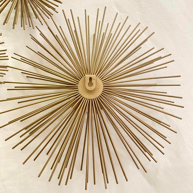 Gold Metal Starburst or "Sea Urchin" Wall Decor - Set of 3 For Sale - Image 9 of 11