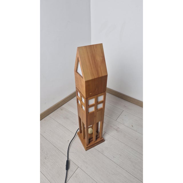 Vintage Table Lamp in Light Wood by Charles Jenks for Sawaya & Moroni, 1980s For Sale - Image 4 of 15