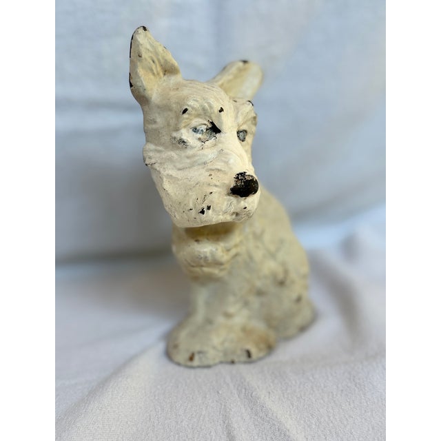 1930s 1930s White Scottie Dog Cast Iron Door Stop For Sale - Image 5 of 12