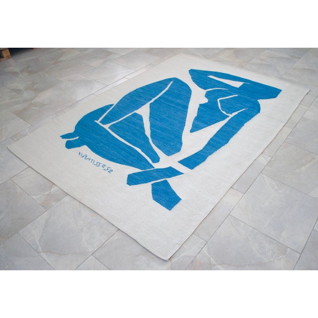 Henri Matisse Blue Nude 3 Inspired Silk Hand Woven Rug For Sale - Image 6 of 15