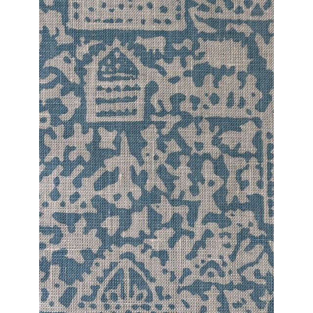 11 Yards Linen Fabric by Amy Karyn Block Print | Pradesh Turquoise For Sale - Image 4 of 7