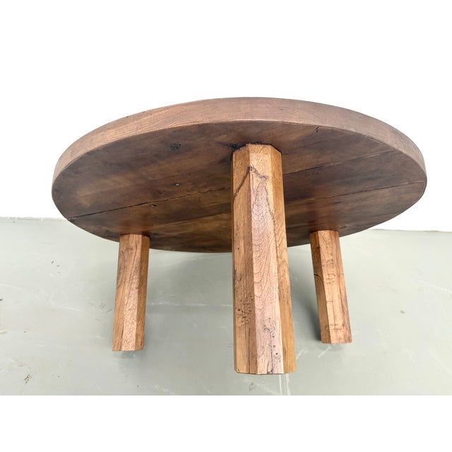Round Coffee Table in Oak with Octagonal Legs, France, 1950s For Sale - Image 13 of 18