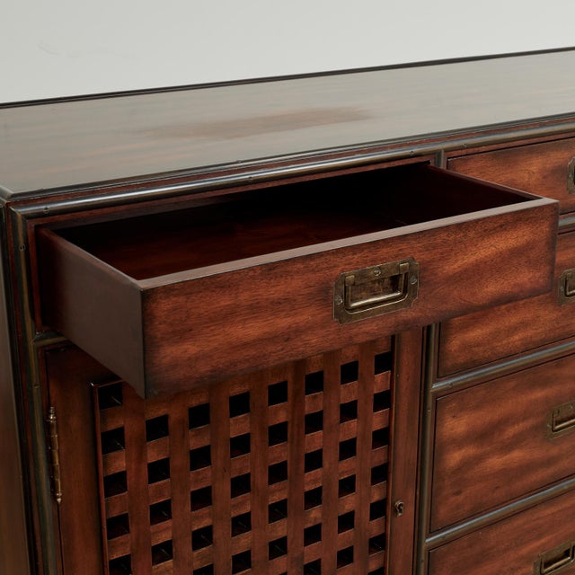 Brown Vintage British Colonial Style Credenza or Chest by Theodore Alexander For Sale - Image 8 of 15