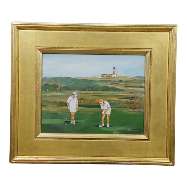 Late 20th Century Sankaty Golf Course Nantucket, Ma Oil Landscape Painting Bettie J. Sarantos For Sale