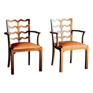 Art Deco Armchairs with Ladder Back, Italy, 1920s, Set of 2 For Sale