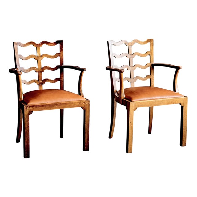 Art Deco Armchairs with Ladder Back, Italy, 1920s, Set of 2 For Sale