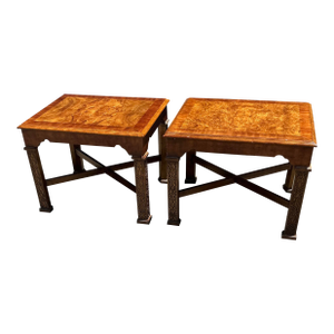 Pair of Mid Century Burled Walnut Tables
