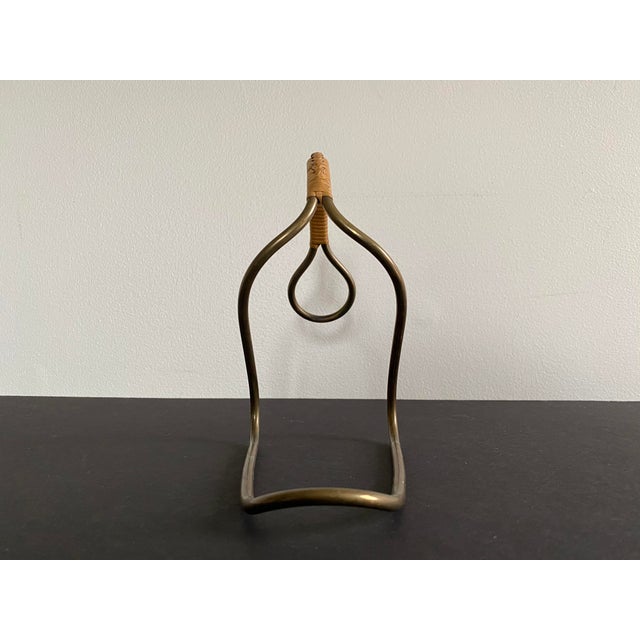 Carl Aubock Brass and Cane Wine Bottle Caddy / Holder For Sale In New York - Image 6 of 10