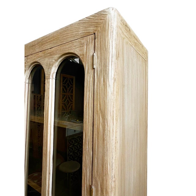 Wood Vintage Elm Arch Window Display Cabinet For Sale - Image 7 of 7