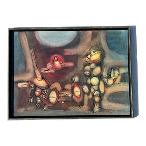 20th Century Mix Media Painting by South African Artist Hargreaves Ntukwana (1938-1998)