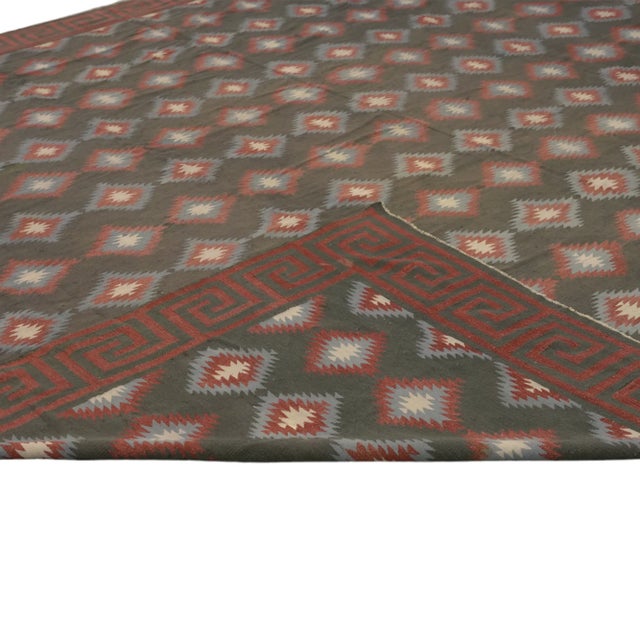 Rug & Kilim Vintage Dhurrie Geometric Rug in Brown, From Rug & Kilim For Sale - Image 4 of 4
