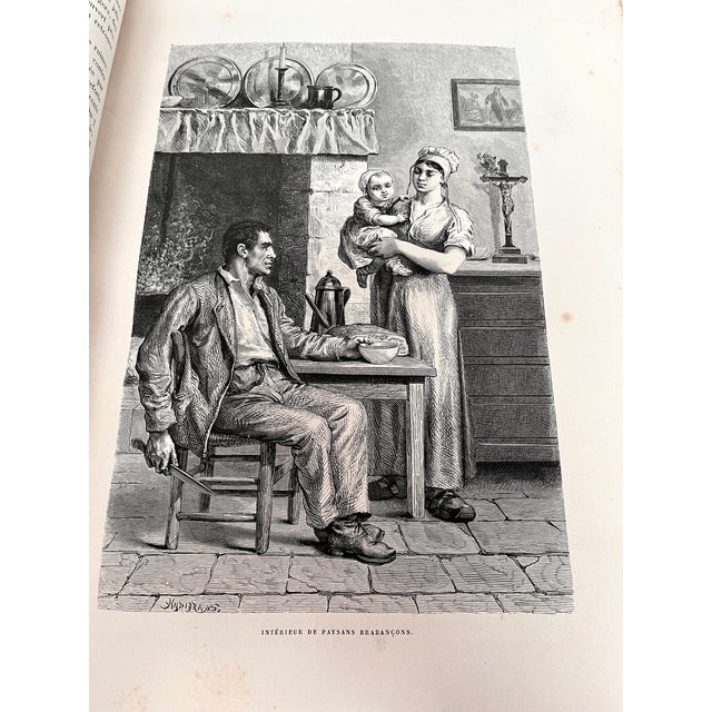 Antique 1888 French Large Leather Bound Book "La Belgique" For Sale - Image 15 of 18