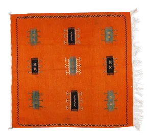 Berber Rug Handwoven Wool With Orange Organic Dye