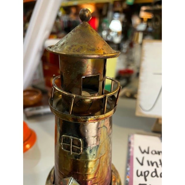 1970s Vintage Metal Lighthouse Sculpture For Sale - Image 5 of 7