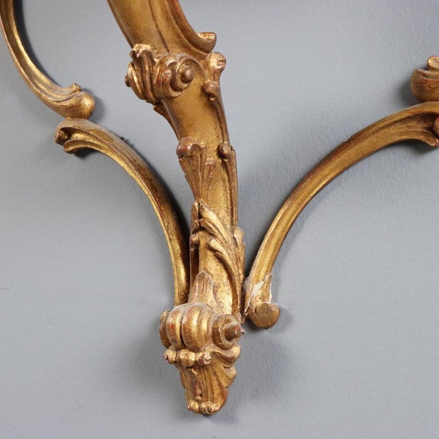 Wood Italian Drop-Shaped Gilded Wood Wall Console Tables, Set of 2 For Sale - Image 7 of 12