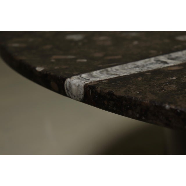 Rare coffee table produced by Metaform in the 1970s. What truly sets this piece apart is its extraordinary circular stone...
