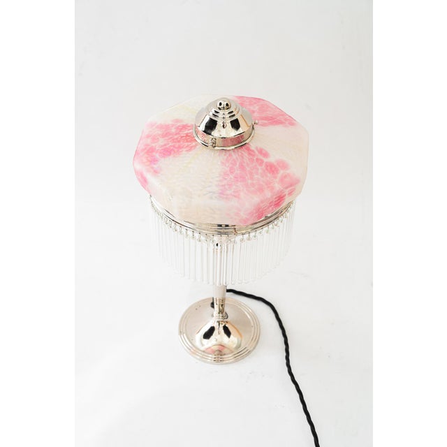 Green Art Deco Nickel-Plated Table Lamp with Glass Shade from Palme Koenig, 1920s For Sale - Image 8 of 18