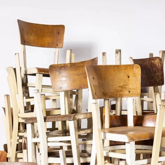 Cream Vintage Bentwood Painted Dining Chair from Thon, 1950s For Sale - Image 8 of 10