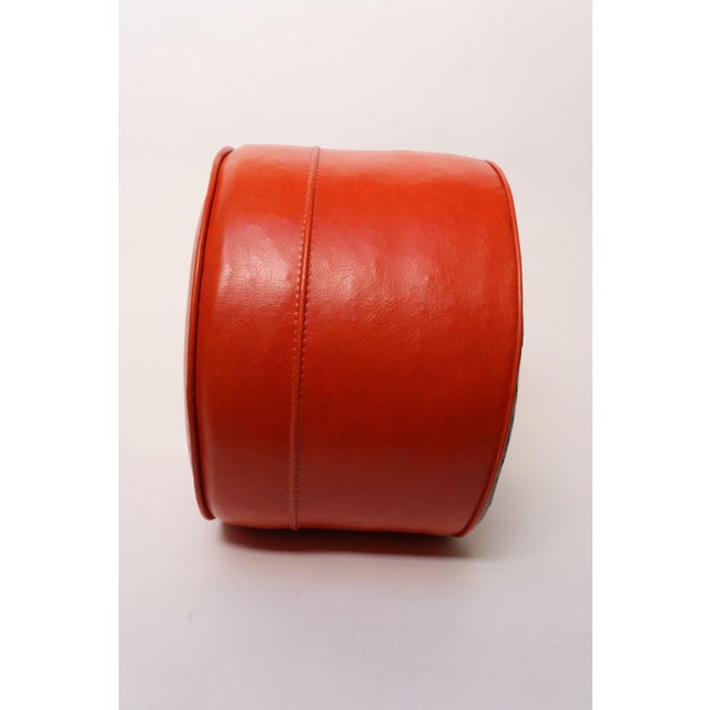 Mid-Century Modern Orange Pouf / Foot Stool / Ottoman For Sale In New York - Image 6 of 16