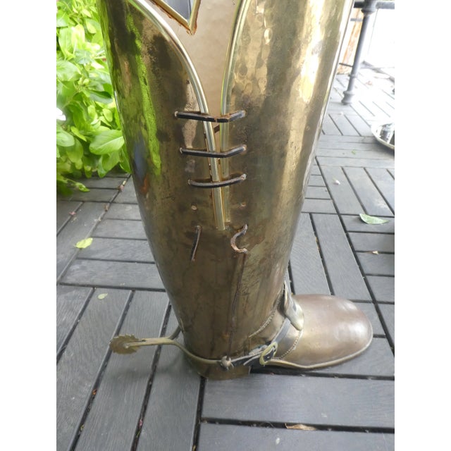 Brass Vintage English Brass Boot Umbrella Stand For Sale - Image 8 of 10