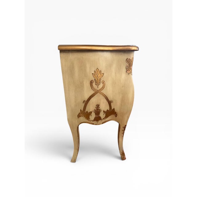 Wood 2000s Maitland Smith Attributed Louis XV Style Distressed Decorated Commode For Sale - Image 7 of 14