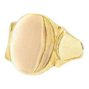 Vintage 14k Yellow Gold Oval Polished Top Signet Ring, Size 5