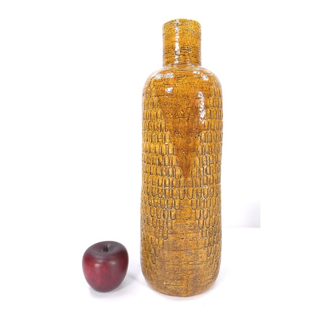 Vintage Italy Mid-Century Ceramic Studio Vase With Impressed Designs For Sale In New York - Image 6 of 6