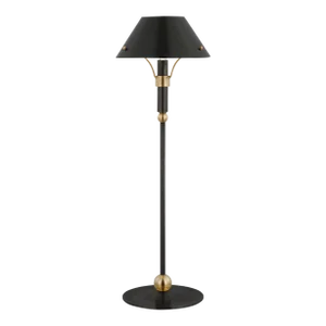 Thomas O'Brien for Visual Comfort Signature Turlington Medium Table Lamp in Bronze and Hand-Rubbed Antique Brass with Bronze Shade