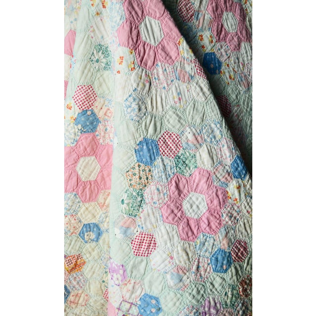 Textile Early 20th Century Grandmother’s Flower Garden Quilt For Sale - Image 7 of 13