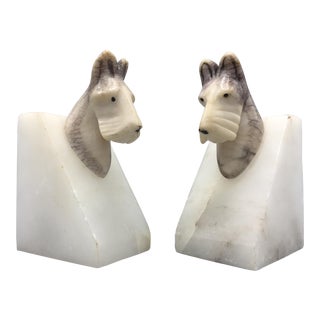 Vintage Italian Alabaster Dog Bookends - a Pair For Sale