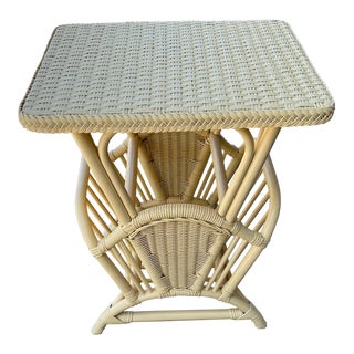 1980s Wicker Rattan Table For Sale