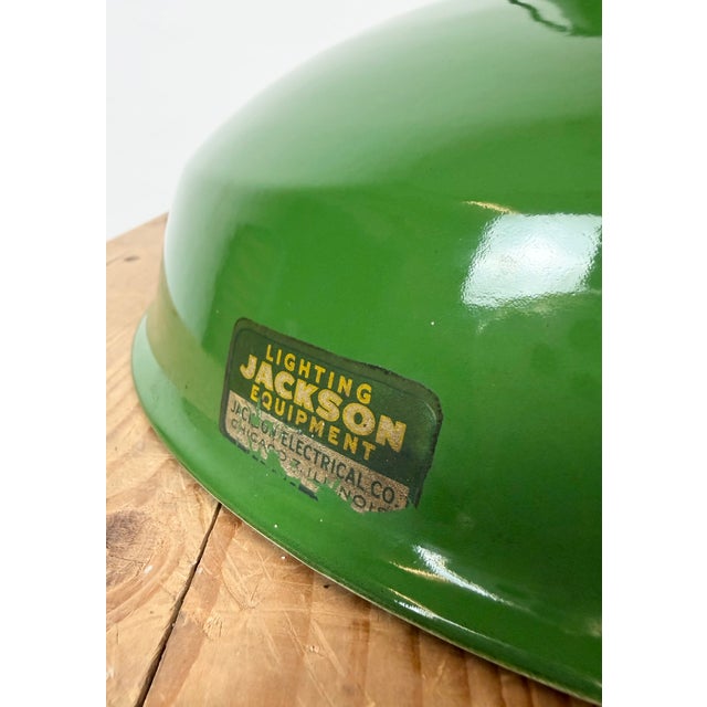 Industrial Green Enamel Factory Pendant Lamp from Jackson Electrical Co., 1960s For Sale - Image 14 of 18