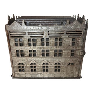Rare Complete Big Antique Jarvis 1891 Traders Bank Toronto Cast Iron Still Bank For Sale
