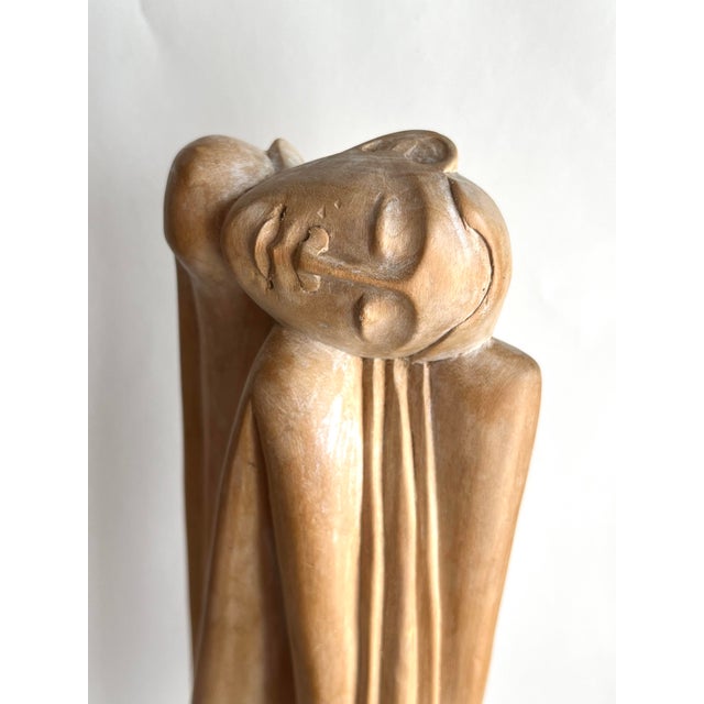 Figurative Vintage Modernist Statue Carved Wood All Natural For Sale - Image 3 of 9