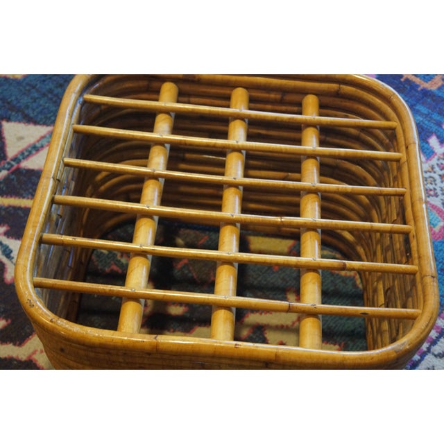 1950s Paul Frankl Style Stacked Rattan Foot Stool / Table Base For Sale - Image 9 of 11