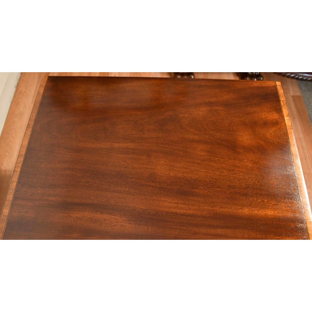 Traditional 1920s Antique English Regency Mahogany Inlaid Drop-Leaf Table / Sofa Table For Sale - Image 3 of 15