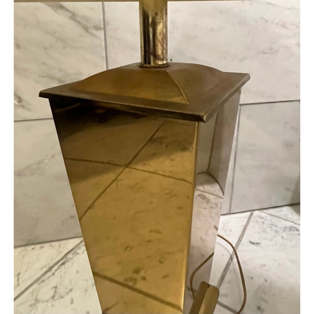 1980's Brass Geometric Table Lamp For Sale - Image 9 of 13