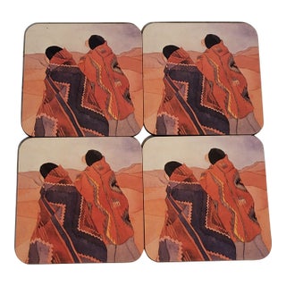 Irene Klar Folk Art Coaster Set - Set of 4 For Sale