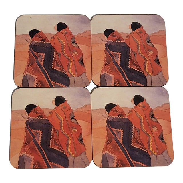 Irene Klar Folk Art Coaster Set - Set of 4 For Sale