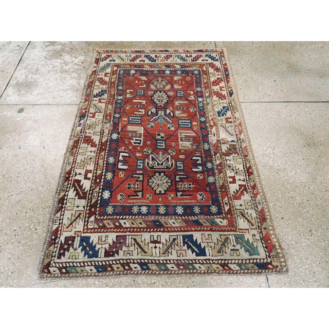 Galerie Shabab Collection Early 20th Century Caucasian Kazak Throw Rug For Sale - Image 4 of 8