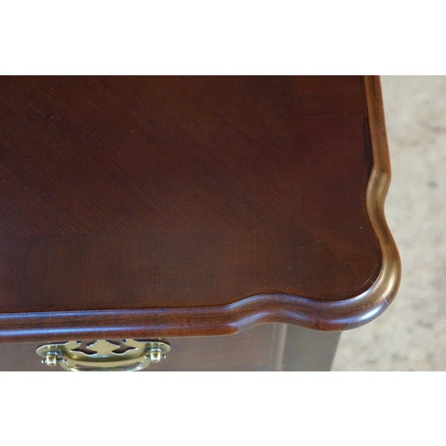 Vintage New England Queen Anne Style Cherry Lowboy Scalloped Chest Console Table For Sale - Image 4 of 18