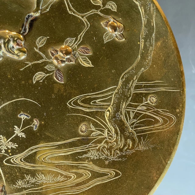 Fine Antique Meiji Japanese Mixed Metal Display Plate Charger Bronze Gilt Monkey For Sale - Image 9 of 13