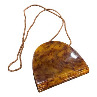 1950s Art Deco Fake Tortoiseshell Bakelite Italian Minaudière by Ipes For Sale