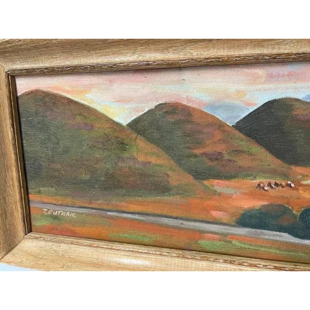 1930s Small Southwestern Oil on Board of Mountains Signed J Guthrie For Sale - Image 5 of 12