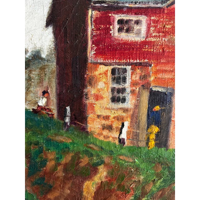 Paint Antique Impressionist Oil Painting of Farm Plantation by Grace Edwards For Sale - Image 7 of 12