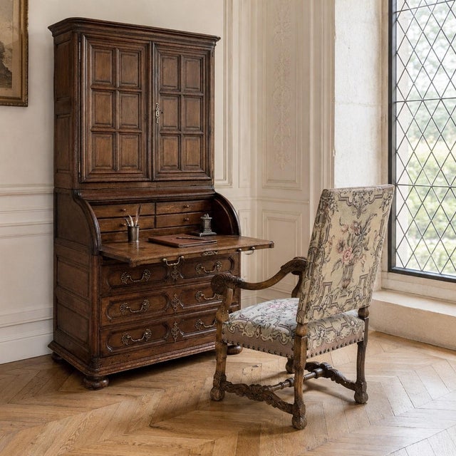 19th Century French Bookcase ~ Cylinder Secretary is a stately reminder of a bygone era! Hand-crafted by talented...