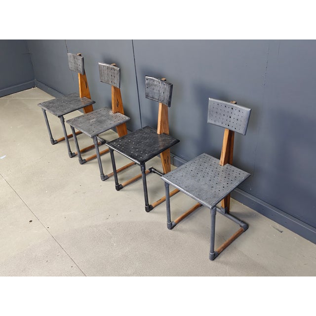 Brown Vintage Industrial Chairs, 1970s, Set of 4 For Sale - Image 8 of 9