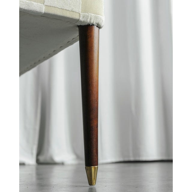 The Italian bench underwent a complete renovation. The legs are stained walnut, polished brass leg ends and stretched new...