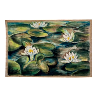 Henry Emil Salloch Original Pastel on Paper Water Lilies on a Shaded Pond, 1941. For Sale